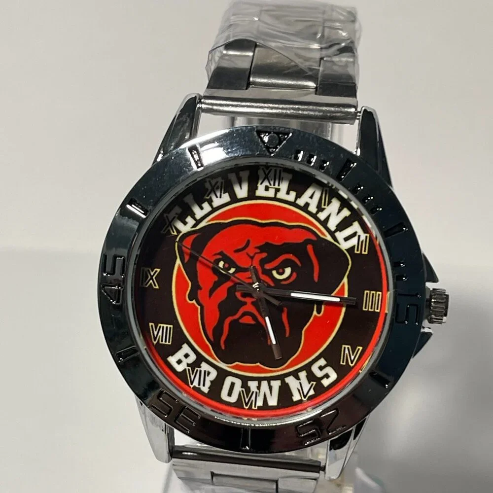 Cleveland Brown NFL Team Logo Men's Stainless-Steel Silver Watch NEW
